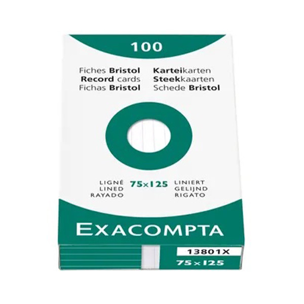 Indexkort linjerat | 75 x 125mm | Exacompta | vit | 100st 404435 - 1