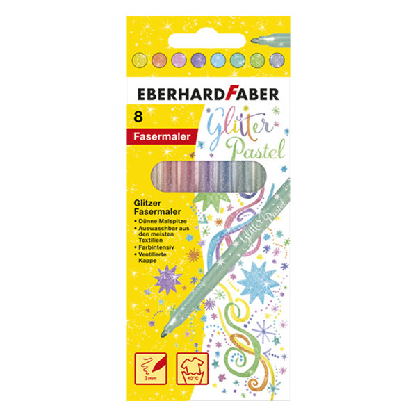 Faber-Castell Tuschpennor | Eberhard Faber Glitter | sorterade färger pastell | 8st EF-551009 220225 - 1