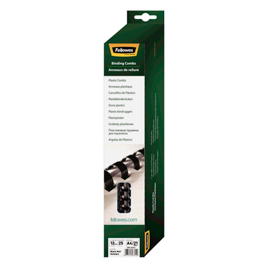 Fellowes Bindningsspiral | 12mm | Fellowes | svart | 25st 5331502 213157 - 1