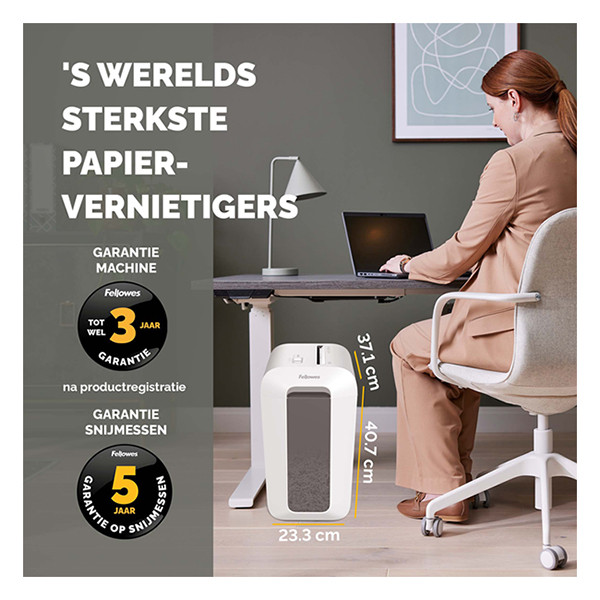 Fellowes Dokumentförstörare P4 | Fellowes Powershred LX65 vit [5,5kg] 1000110076 213005 - 7