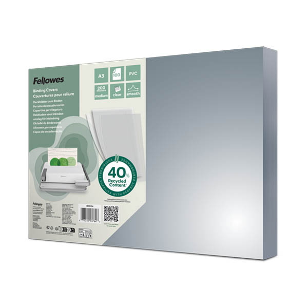 Inbindningsomslag A3 200mik. transparent | Fellowes PVC 100st 213215 - 1