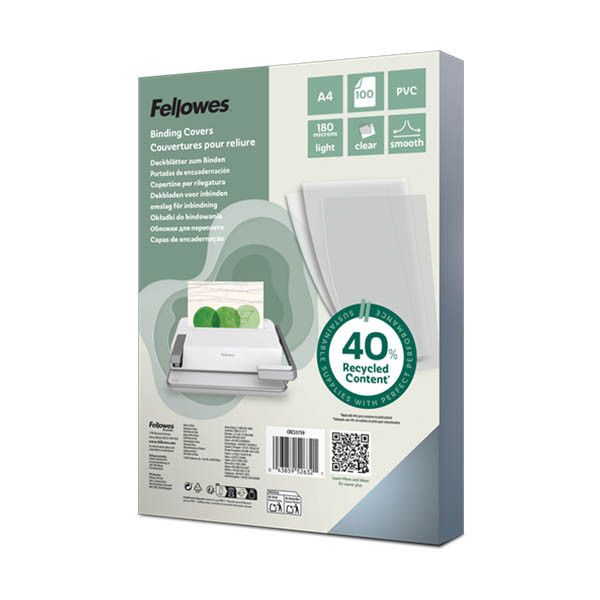 Inbindningsomslag A4 180mik. transparent | Fellowes PVC 100st 213210 - 1