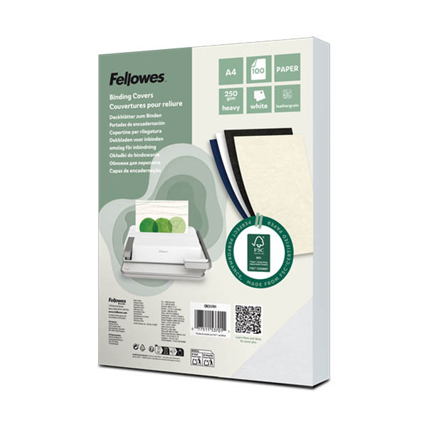 Inbindningsomslag A4 250 gram vit | Fellowes Leatherlook 100st 213197 - 1