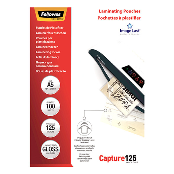 Fellowes Lamineringsfickor A5 125 mik. | blank | Fellowes ImageLast 100st 5307302 213384 - 3