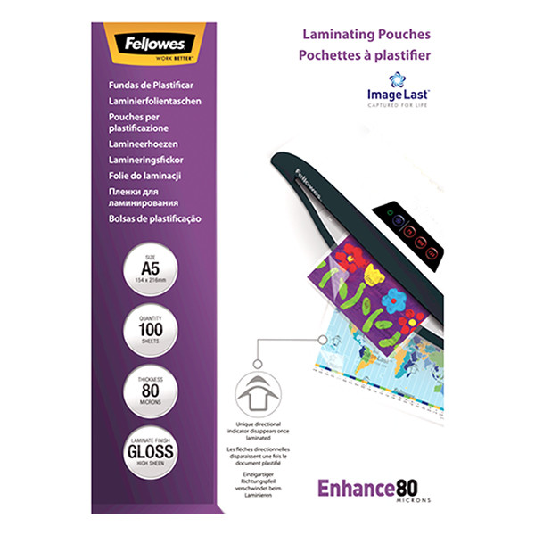 Fellowes Lamineringsfickor A5 80 mik. | blank | Fellowes ImageLast 100st 5306002 213380 - 3