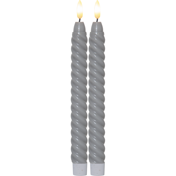 Flamme LED Antikljus Swirl | 25cm | grå | 2st 064-36 361506 - 1