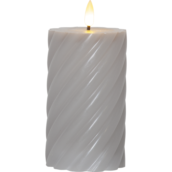 Flamme LED Blockljus Swirl | 15cm | grå 064-26 361510 - 1