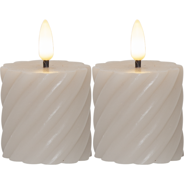 Flamme LED Blockljus Swirl | 7.5cm | beige | 2st 061-11 361512 - 1