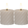 Flamme LED Blockljus Swirl | 7.5cm | beige | 2st
