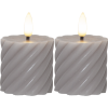 Flamme LED Blockljus Swirl | 7.5cm | grå | 2st 061-12 361513 - 1