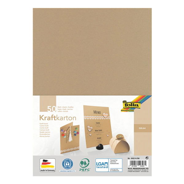 Folia Kraftpapper A4 | Folia | 230g | 50 ark 692/4/98 222272 - 1