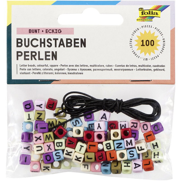 Folia Pärlor bokstäver med tråd | sorterade färger | 100st 33913 222296 - 1