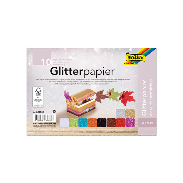 Folia glitterpapper 170g 50 x 70 cm | 10 ark 881009 222129 - 1