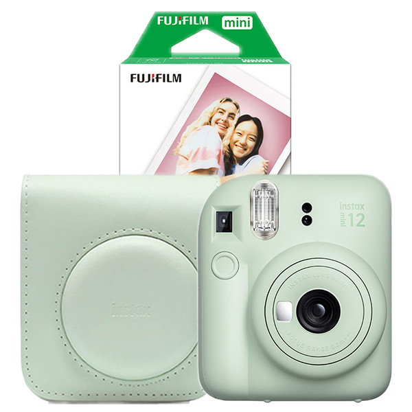 Fujifilm Instax Mini 12 Green med grönt fodral och fotopapper (20 ark) 150884 - 1