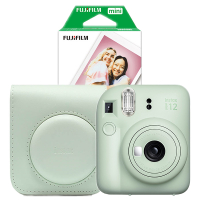 Fujifilm Instax Mini 12 Green med grönt fodral och fotopapper (20 ark) 150884