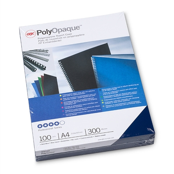 GBC IB387265 PolyOpaque Inbindningsomslag 300 mikron mörkblå | 100st IB387265 207466 - 1