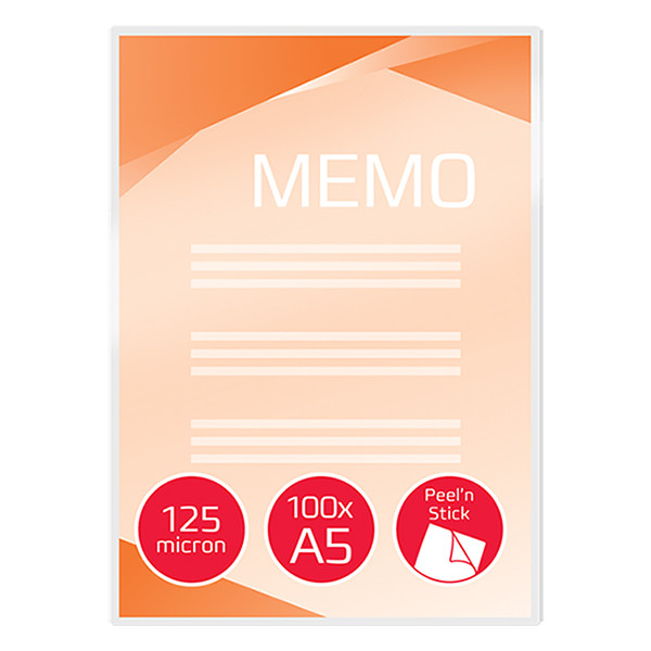 GBC Lamineringsfickor A5 (självhäftande) 125 mik. | blank | GBC 100st 3747244 207624 - 2