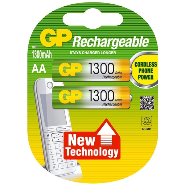 GP 1300 uppladdningsbara HR6 AA batteri 2-pack GP130AAHC2 215048 - 1