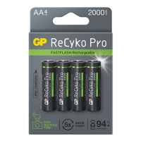 GP 2000 ReCyko Pro Photo Flash Uppladdningsbart AA/HR06 Ni-Mh batteri 4-pack AA HR06 HR6 AGP00120