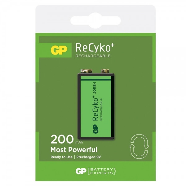 GP 200 uppladdningsbart E-block 9V batteri GP20R8H 215072 - 1