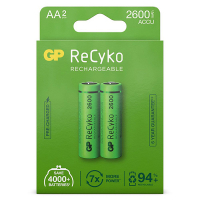 GP 2600 ReCyko uppladdningsbart AA/HR06 Ni-Mh batteri 2-pack