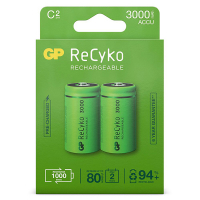 GP 3000 ReCyko Uppladdningsbart C/HR14 Ni-Mh batteri 2-pack C HR14 AGP00114