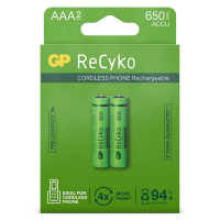 GP 650 ReCyko uppladdningsbart AAA/HR03 Ni-Mh batteri 2-pack AAA HR03 HR3 AGP00118
