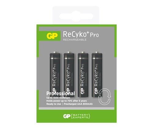 GP 800 ReCyko+ uppladdningsbara HR03 AAA batteri 4-pack GP85AAAHCB 215052 - 1