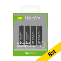GP 800 ReCyko+ uppladdningsbara HR03 AAA batteri 8st AGP00372