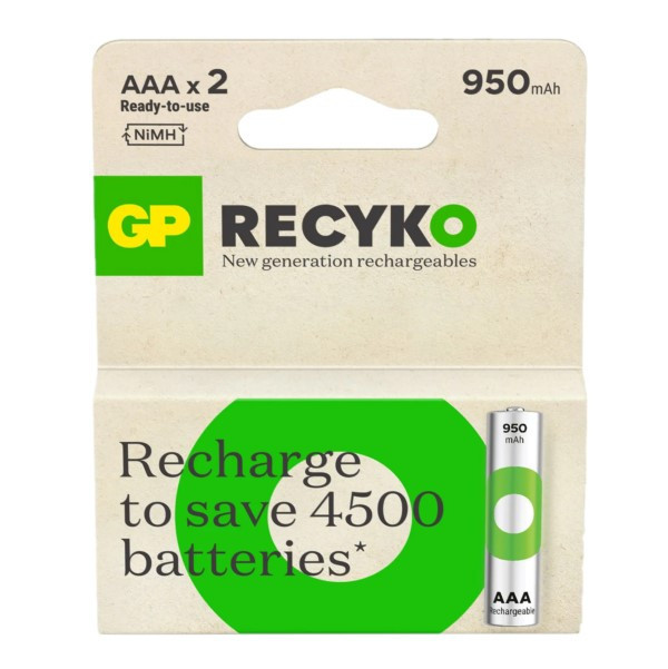 GP 950 uppladdningsbara AAA | HR03 batteri 2-pack AAA HR03 HR3 AGP00098 - 1