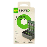 GP Batteriladdare med dockningsstation + 4st GP 2100 ReCyko uppladdningsbara AA batterier AA AAA HR03 HR06 AGP00109