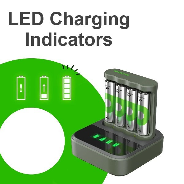 GP Batteriladdare med dockningsstation + 4st GP 2100 ReCyko uppladdningsbara AA batterier AA AAA HR03 HR06 AGP00109 - 4