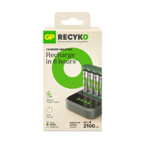 GP Batteriladdare med dockningsstation + 4st GP 2100 ReCyko uppladdningsbara AA batterier AGP00109