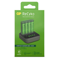 GP Batteriladdare med dockningsstation + 4st GP 2100 ReCyko uppladdningsbara AA batterier AA AAA HR03 HR06 AGP00109