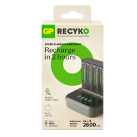 GP Batteriladdare med dockningsstation + 4st GP 2600 ReCyko uppladdningsbara AA batterier AA AAA HR03 HR06 AGP00112