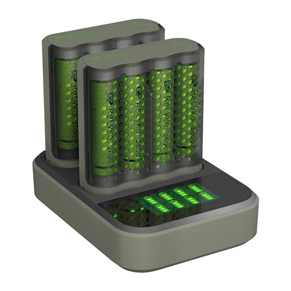 GP Batteriladdare med dockningsstation + 8st GP 2600 ReCyko uppladdningsbara AA batterier AA AAA HR03 HR06 AGP00106 - 1