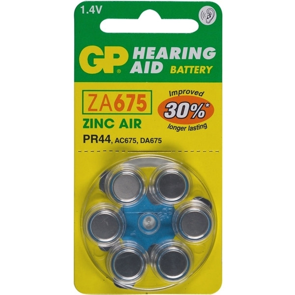GP Hörapparatsbatterier blå | GP PR44 | 6-pack GPZA675 215132 - 1