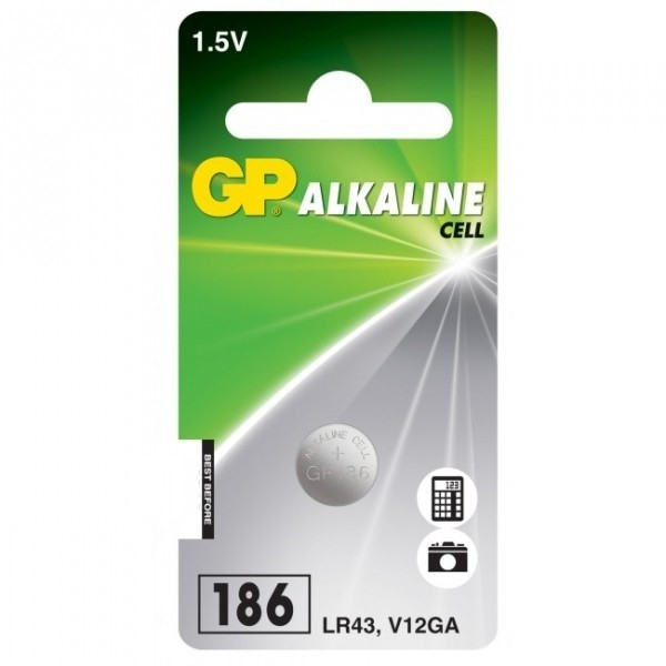 GP LR43 Alkaline knappcellsbatteri GP186 215040 - 1