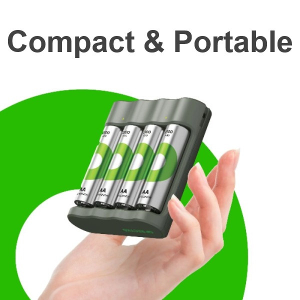 GP USB Batteriladdare + 4st GP 2100 ReCyko uppladdningsbara AA batterier AA AAA HR03 HR06 AGP00104 - 3