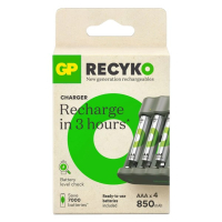 GP USB Batteriladdare + 4st GP 850 ReCyko uppladdningsbara AAA batterier AA AAA HR03 HR06 AGP00100