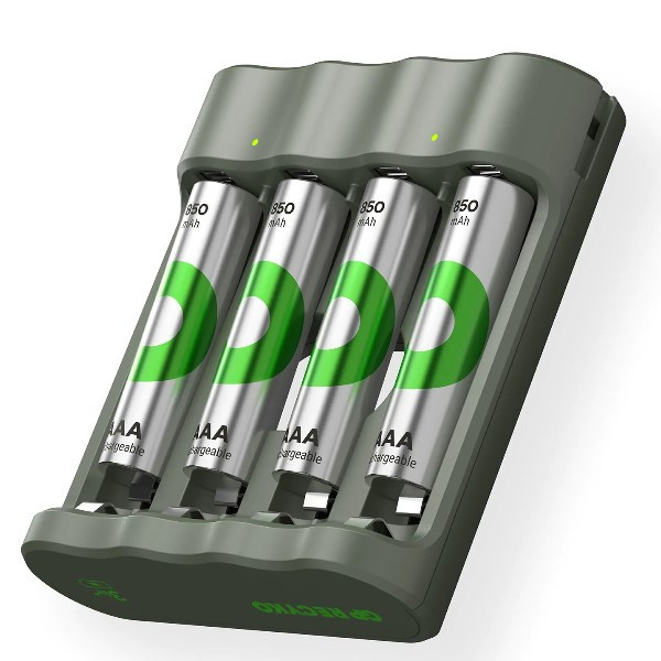 GP USB Batteriladdare + 4st GP 850 ReCyko uppladdningsbara AAA batterier AA AAA HR03 HR06 AGP00100 - 2