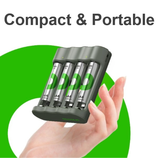 GP USB Batteriladdare + 4st GP 850 ReCyko uppladdningsbara AAA batterier AA AAA HR03 HR06 AGP00100 - 3