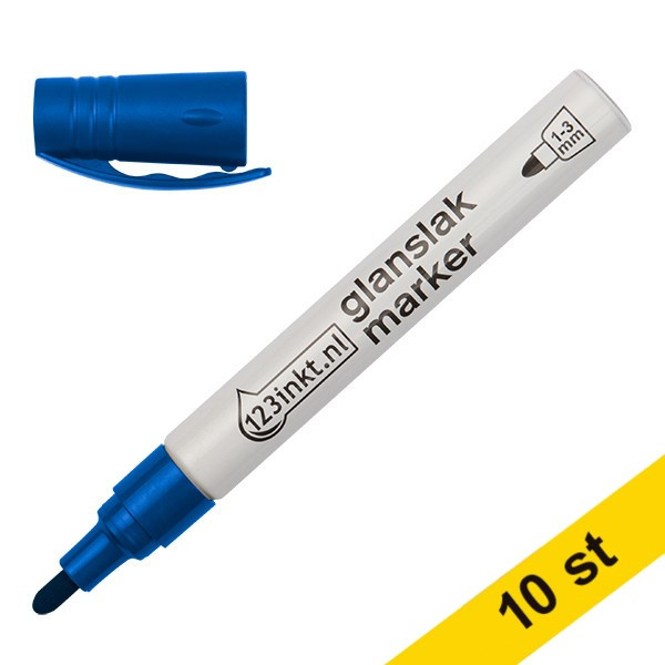 Glansig lackpenna 1.0mm - 3.0mm | 123ink | blå | 10st  300858 - 1