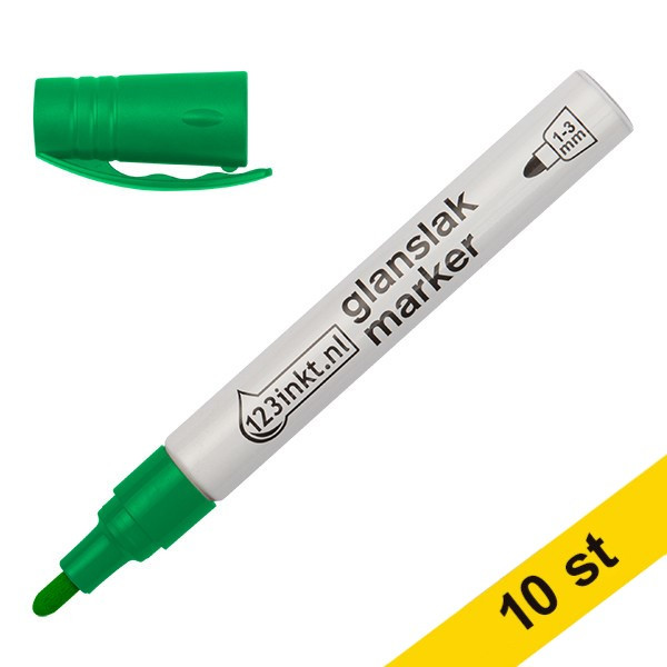Glansig lackpenna 1.0mm - 3.0mm | 123ink | grön | 10st  300859 - 1