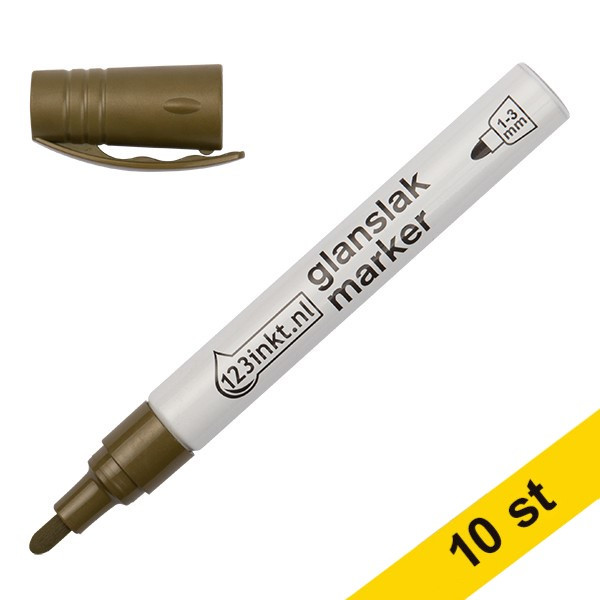 Glansig lackpenna 1.0mm - 3.0mm | 123ink | guld | 10st  300863 - 1