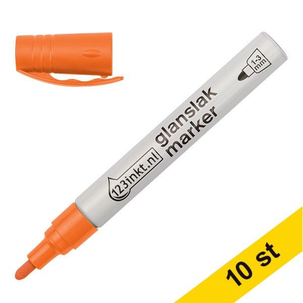 Glansig lackpenna 1.0mm - 3.0mm | 123ink | orange | 10st  300861 - 1