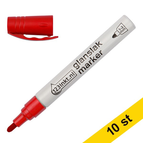 Glansig lackpenna 1.0mm - 3.0mm | 123ink | röd | 10st  300857 - 1