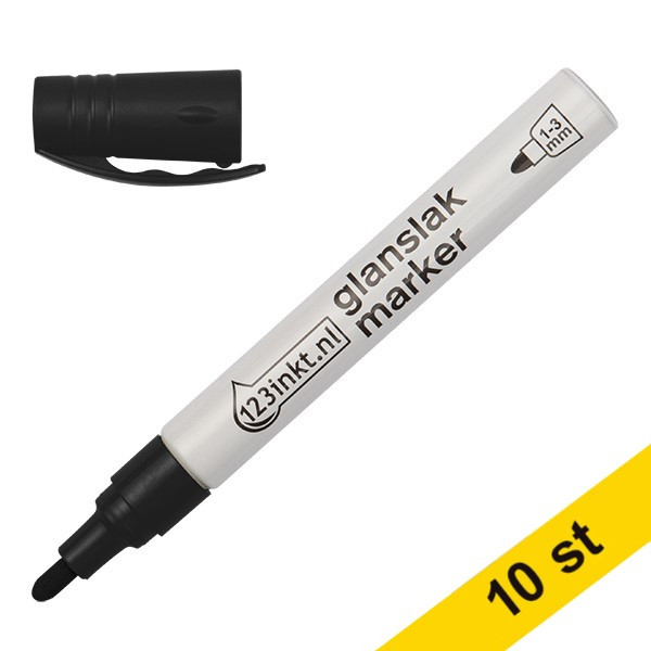 Glansig lackpenna 1.0mm - 3.0mm | 123ink | svart | 10st  300856 - 1
