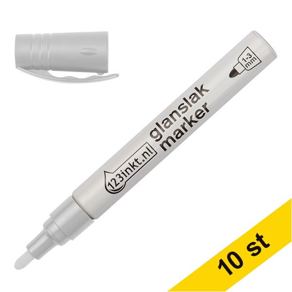 Glansig lackpenna 1.0mm - 3.0mm | 123ink | vit | 10st  300862 - 1