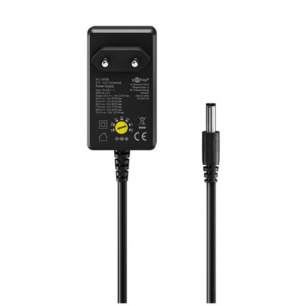Universaladapter justerbar 3V till 12V | 12W Goobay K120500052 - 3